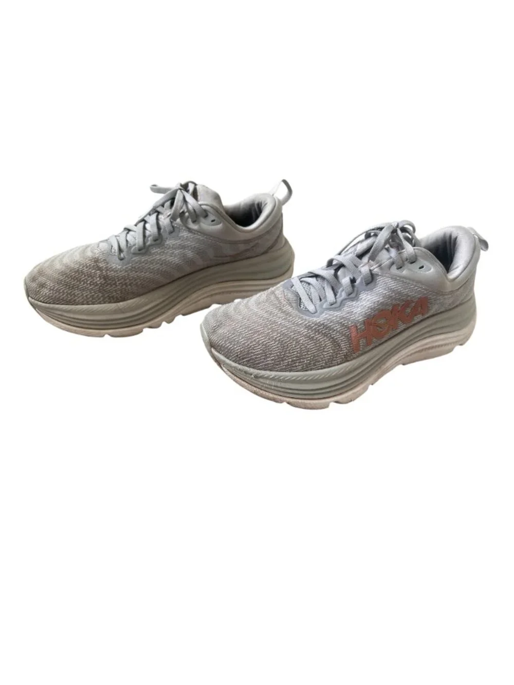 Hoka One One Womens Gaviota 5 Running Shoes Gray Peach Logo Size 10B Running